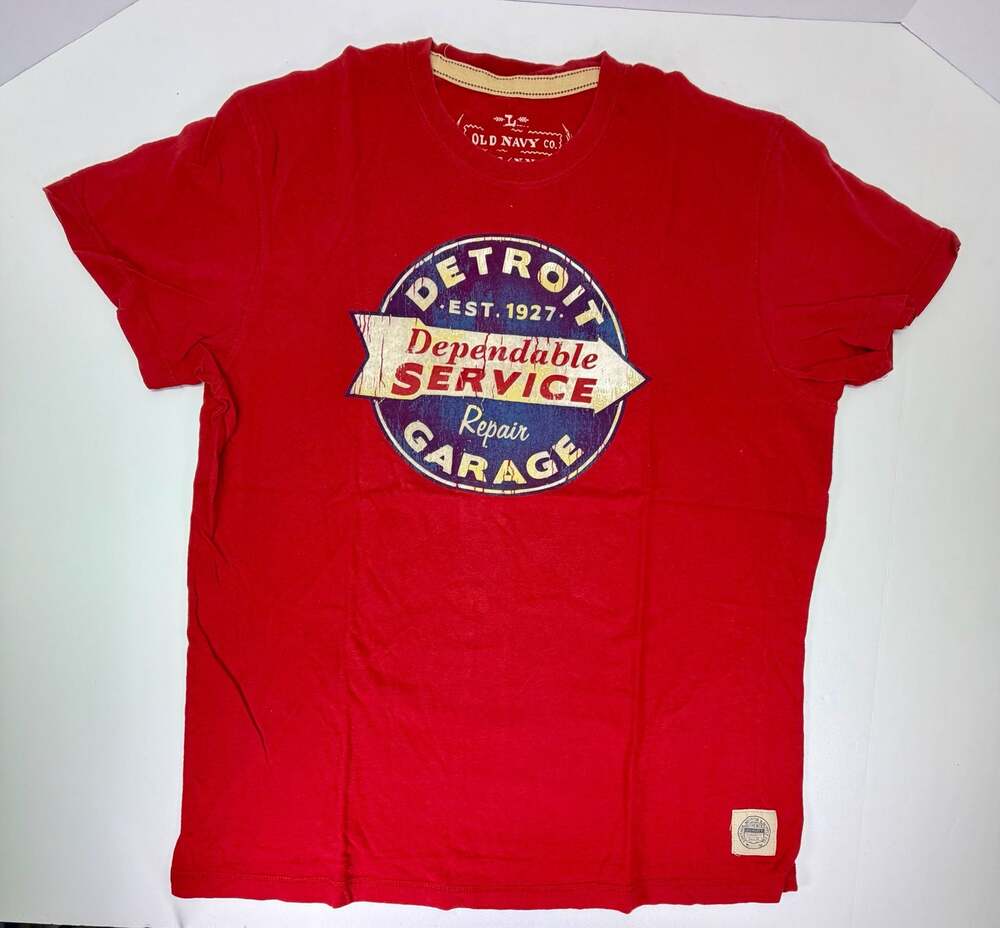 Old Navy Detroit Dependable Service Repair Garage Graphic T-Shirt Large